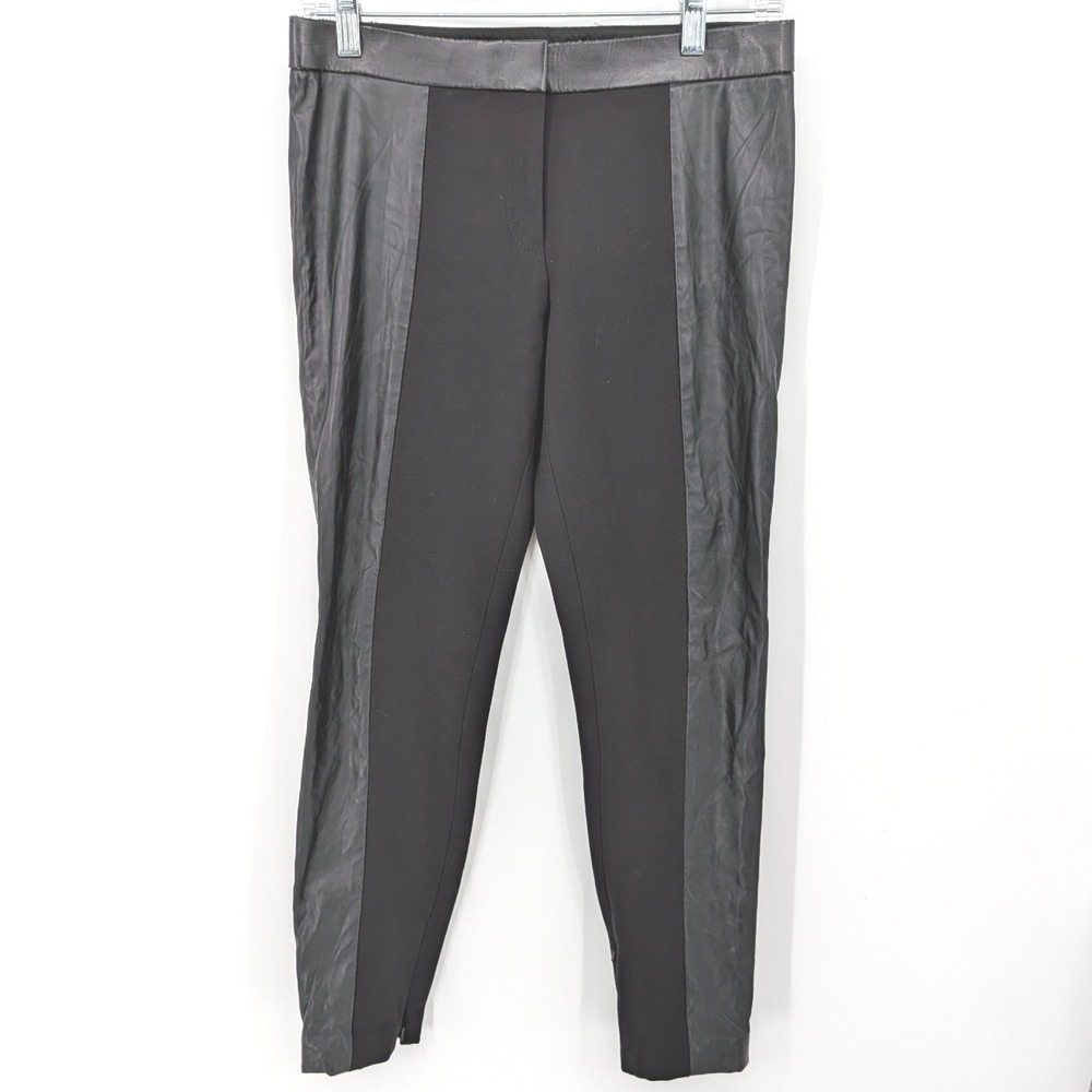 Toryโ Burch Pants Women XS Black Faux Leather Trim Ankle Zip Ponte Office Moto